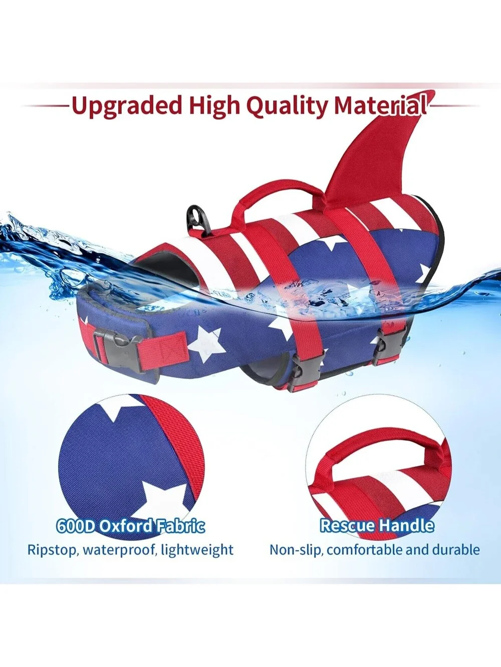 NWT Malier American Flag Dog Life Jacket Vest High Buoyance, XS